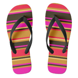 Boucles de tongs en or, en rouge et en magenta Uni