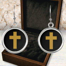 Croix - Faux Or Moutarde sur Noir