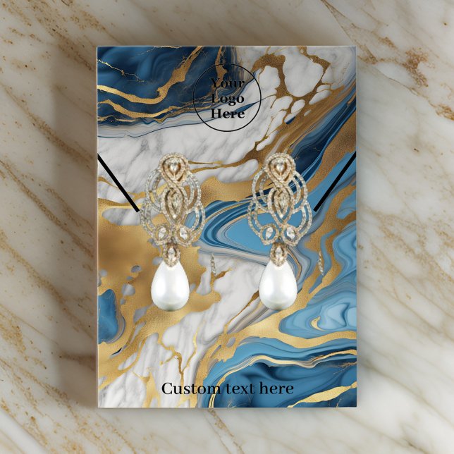 Boucles d'oreilles en marbre bleu et or Carte d'af (Créateur téléchargé)