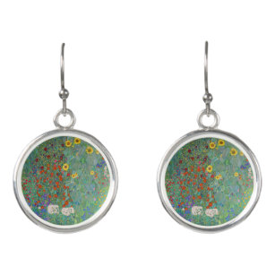 Boucles D'oreilles Gustav Klimt - Jardin de campagne avec tournesols