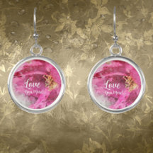 Rose Floral Aimez-Vous Plus Argent Plat Drop