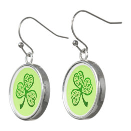 Boucles D'oreilles Shamrock celtique St. Patrick's Day Argent stérile