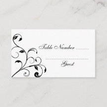 Boucles noires et blanches Mariage Table Cartes de