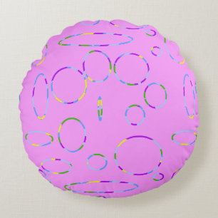 Boucles sur Coussin rond rose
