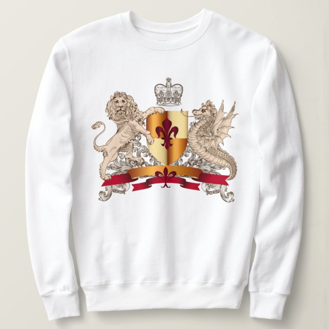 Bouclier héraldique, lion et Sweatshirt de dragon (Design devant)