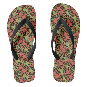 Bouclier tribal égyptien sur des tongs Unisex vert