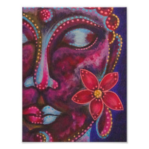 BOUDDHA AVEC POSTER D'IMPRESSION PHOTO FLEURIE