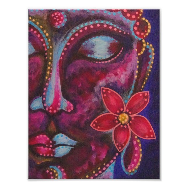 BOUDDHA AVEC POSTER D'IMPRESSION PHOTO FLEURIE (Devant)