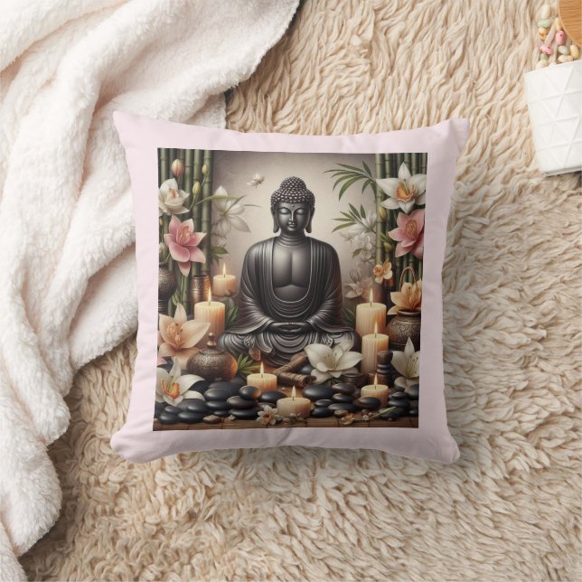 Bouddha dans la prière Oreiller décoratif (Couverture)