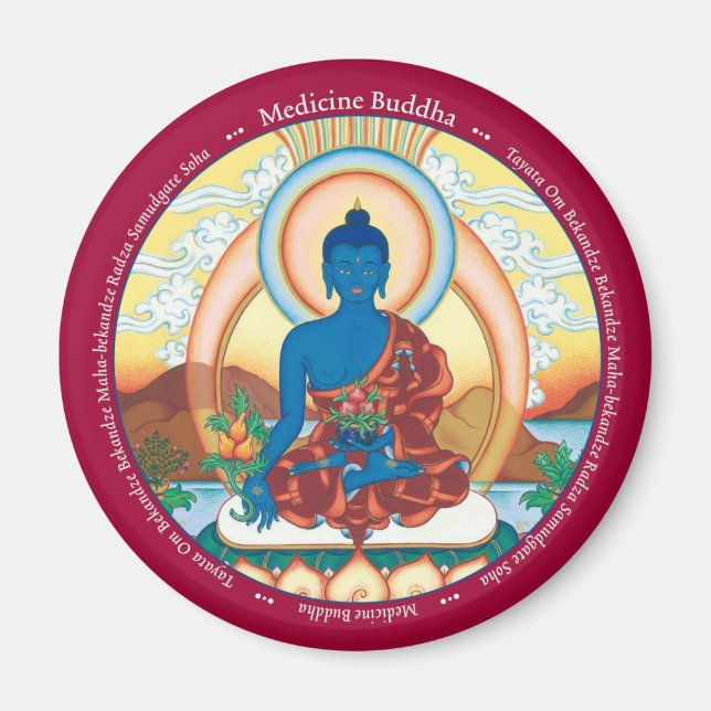 Bouddha de médecine MAGNET - avec mantra (Devant)