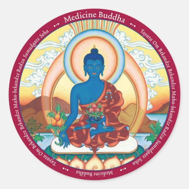 Bouddha de médecine STICKER - avec mantra (Devant)