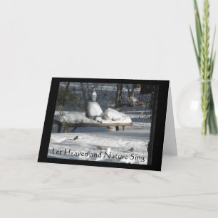 Bouddha de neige avec oiseaux Carte de voeux de va