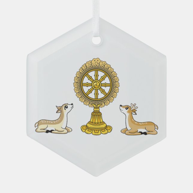 Bouddha Dharma Roue & Deers Ornement (Recto)