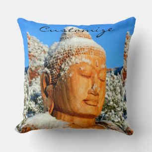 Bouddha en bois en Coussin de neige