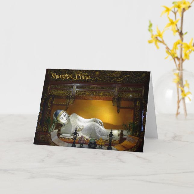 Bouddha en cours, Shanghai, Chine - carte (Fleur jaune)