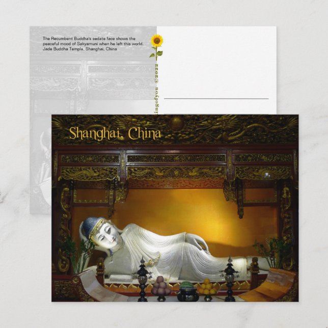 Bouddha en cours, Shanghai, Chine - carte postale (Devant / Derrière)