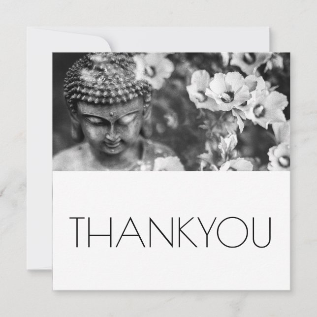 BOUDDHA ET FLEURS MERCI CARTE PLAT (Devant)