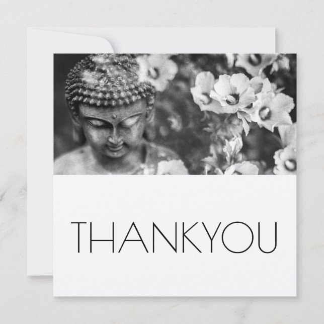 BOUDDHA ET FLEURS MERCI CARTE PLAT (Devant)