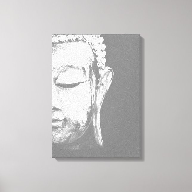 Bouddha Face noir blanc toile Art Imprimer (Recto)