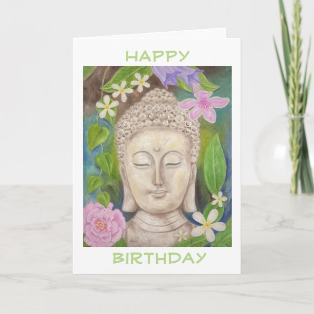 Bouddha Flower joyeuse carte d'anniversaire (Devant)
