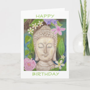 Bouddha Flower joyeuse carte d'anniversaire