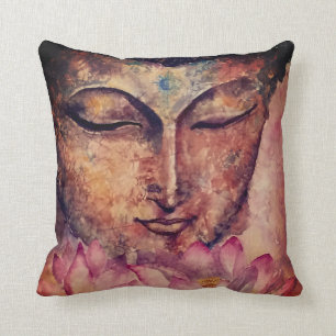 Bouddha font face au coussin d'art d'aquarelle