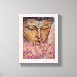 Bouddha Lotus rose Aquarelle toile Imprimer