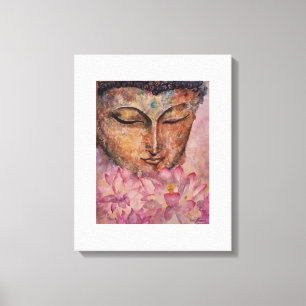 Bouddha Lotus rose Aquarelle toile Imprimer 16x20