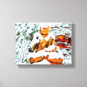 bouddha neige toile enveloppée