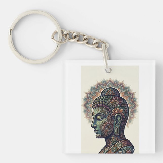 Bouddha paisible et Art du Dhamma - Porte-clés en  (Devant)