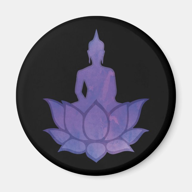 Bouddha sur Lotus Purple Magnet (Devant)