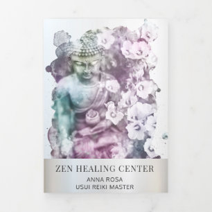 *~* Bouddha Zen Photo Logo QR Trifold Brochure