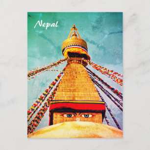 Boudhanath Stupa, Bouddha Eyes, Népal Carte postal
