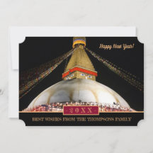 Boudhanath Stupa et Bonne année ! Carte /20XX