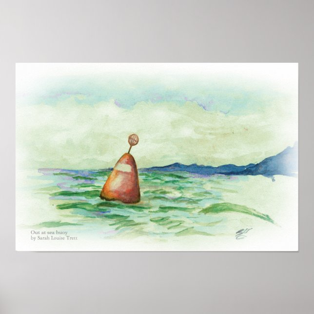 Bouée en mer, impression d'esquisse à l'aquarelle (Devant)
