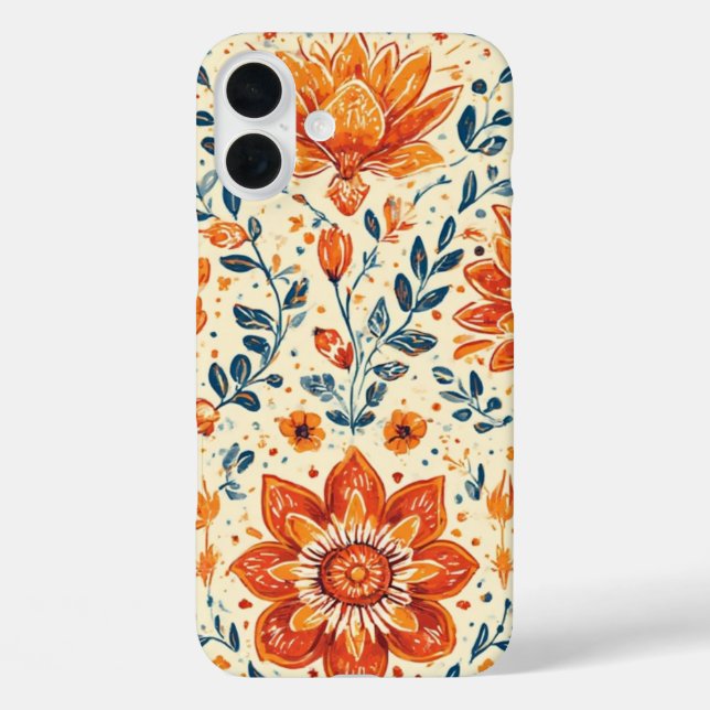 Bouffée de fleurs rétro - IPhone 16 Coque (Verso)
