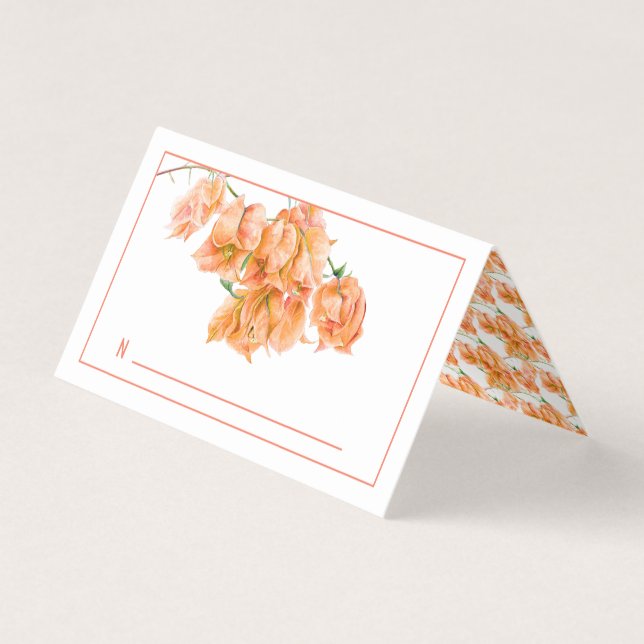 Bougainvillea orange mariage tente carte de place (Front)