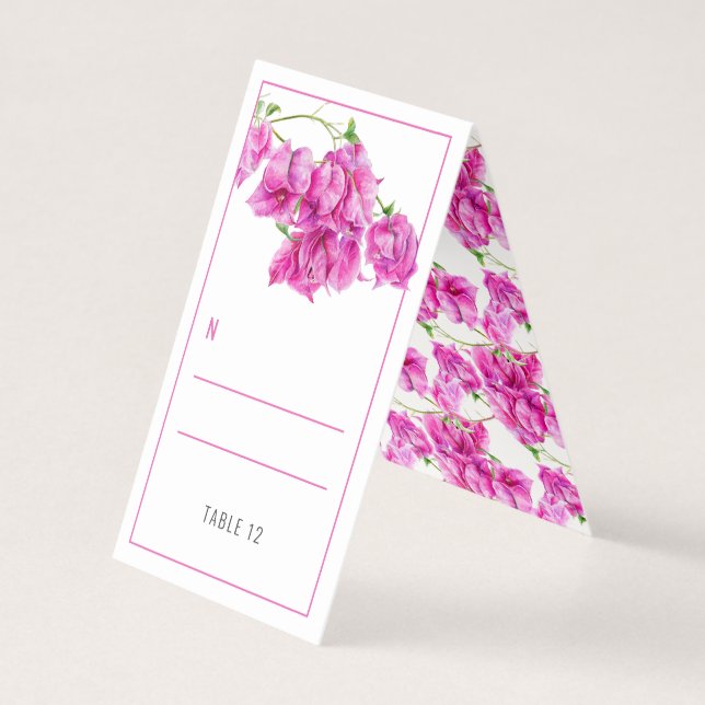 Bougainvillea rose mariages invités cartes de tent (Back)