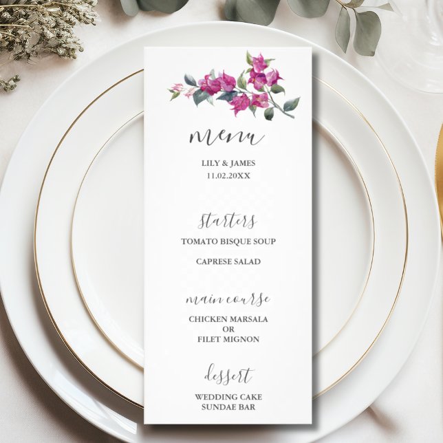 Bougainvilliers méditerranéens Floral Menu Mariage (Créateur téléchargé)