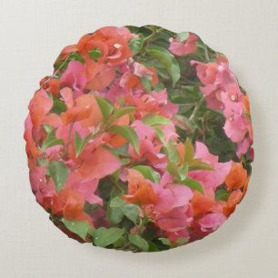 Bougainvilliers rose orange Coussin rond