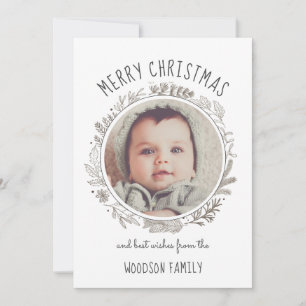 Boughs photo pour bébé rustique Carte de Noël