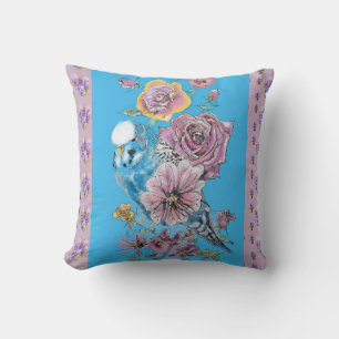 Bougie bleue Aquarelle Lilac Décor floral Coussin