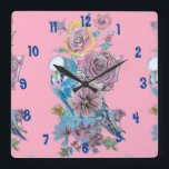 Bougie bleue Aquarelle rose Femme Bureau Horloge<br><div class="desc">Bougie bleue Aquarelle rose horloge bureau femme rose. Conçu à partir de mon aquarelle originale.</div>