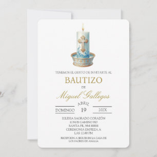 Bougie chrétienne Invitation de baptême espagnol