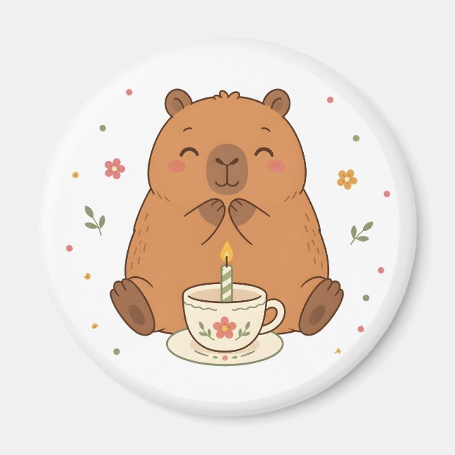 Bougie d'anniversaire de capybara mignon Magnet de (Devant)