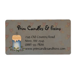 Bougie de campagne primitive avec Étiquette Berrie