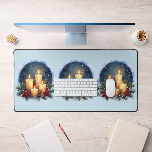 Bougie de Noël avec Poinsettias (Bureau 1)