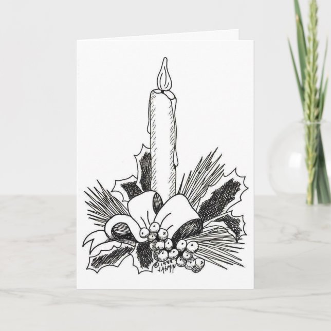 Bougie de Noël illustrée Carte de Noël (Devant)