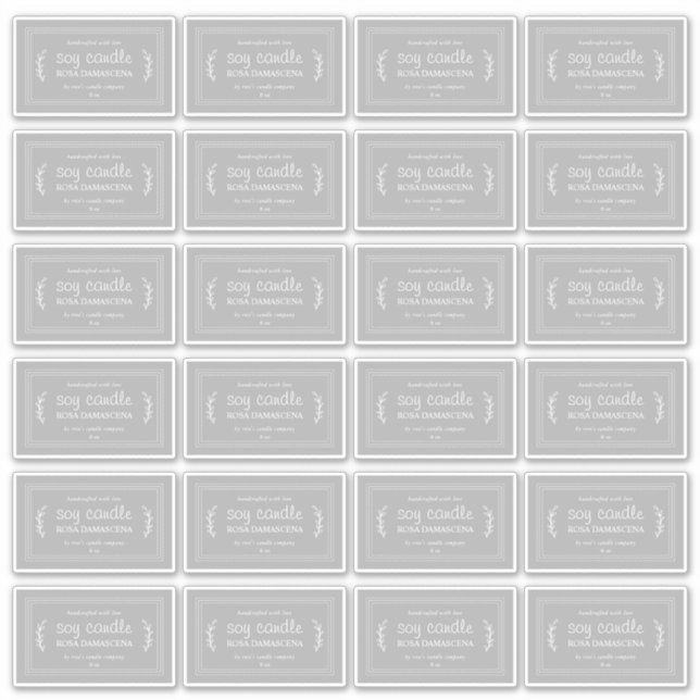 Bougie de soja maison rustique Étiquette 24x gris (Devant)