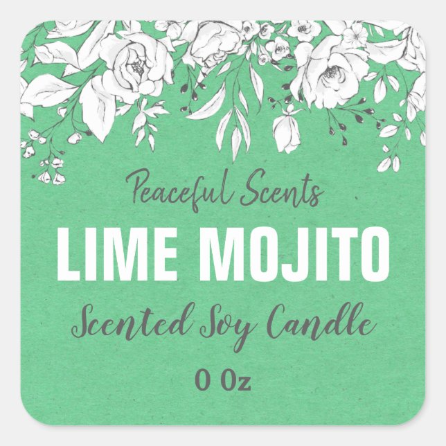 Bougie de soja Mojito Lime verte Étiquettes (Devant)